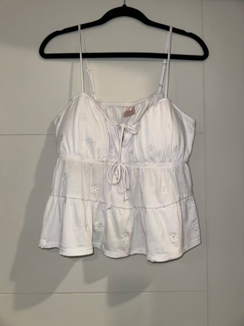 White ruffle shirt